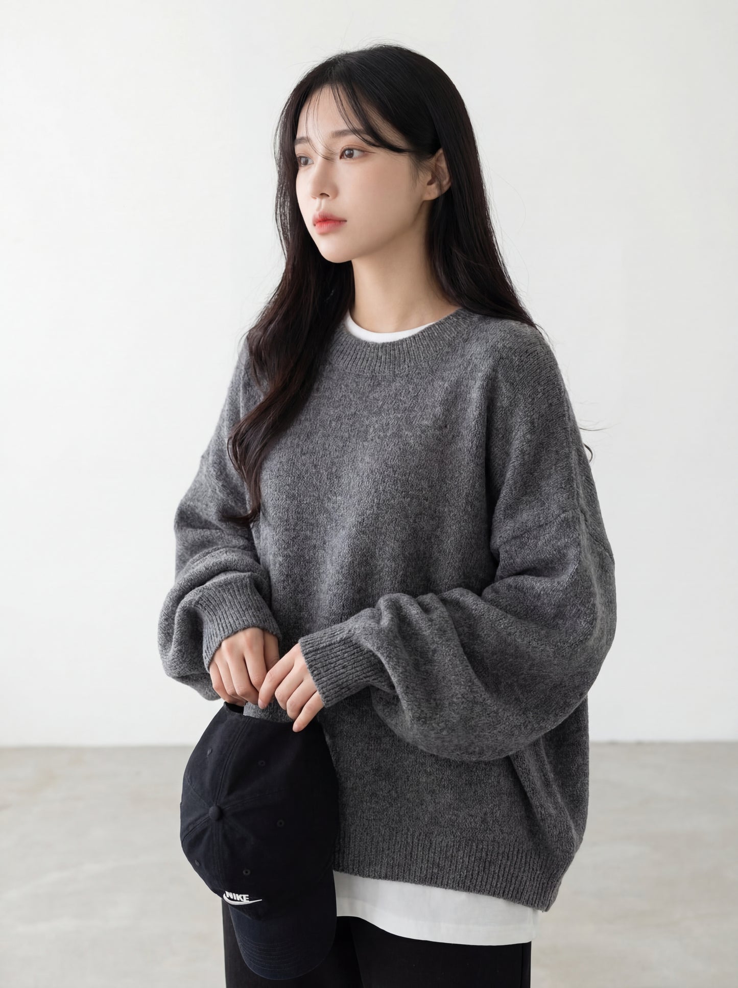 圓領燈籠袖針織毛衣