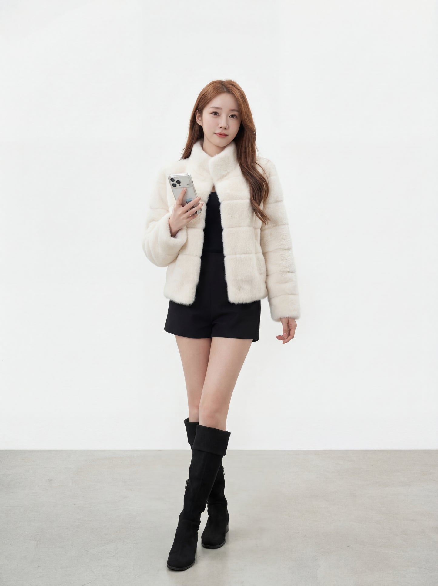 貴氣感千金帕斯條環保皮草外套