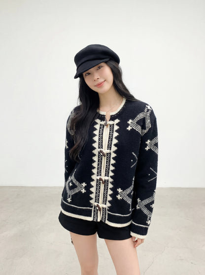 ヴィンテージカジュアルフェアアイルジャカードダッフルセーター