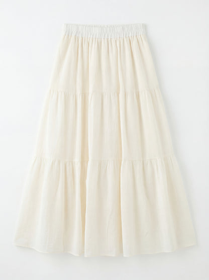 Chiffon Elastic Waist Tiered Skirt