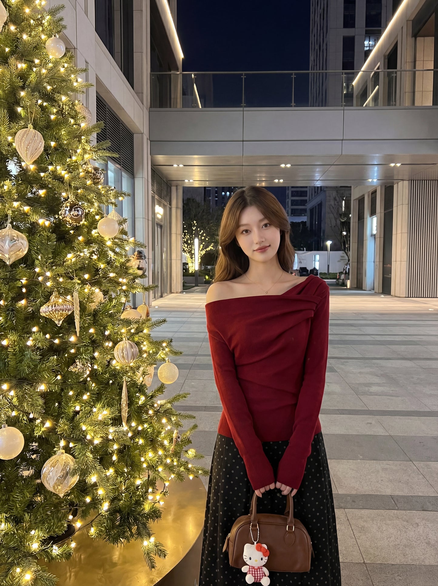 Crossed Irregular Off-Shoulder Knit Top