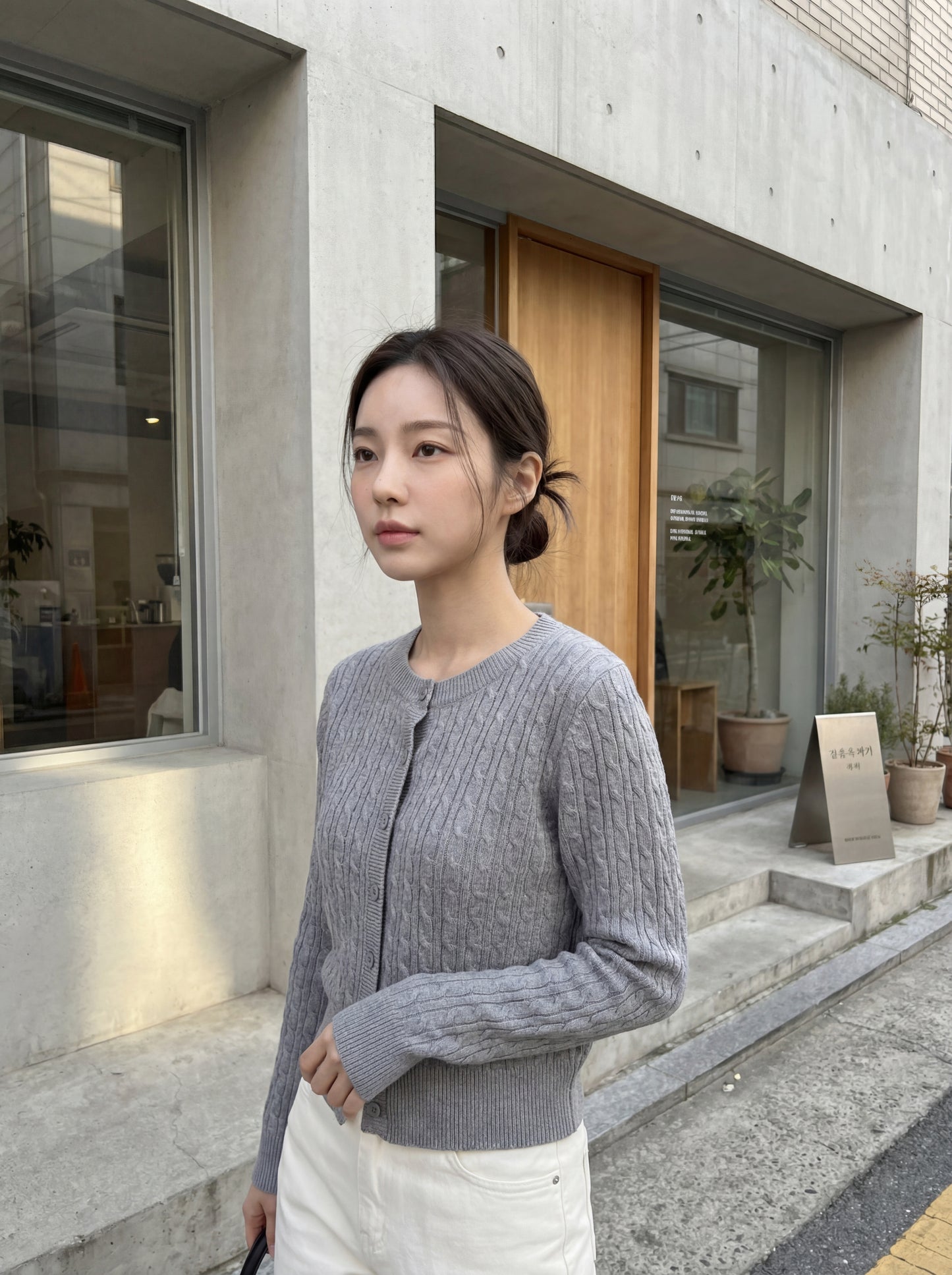 韓系慵懶風麻花毛衣針織開衫