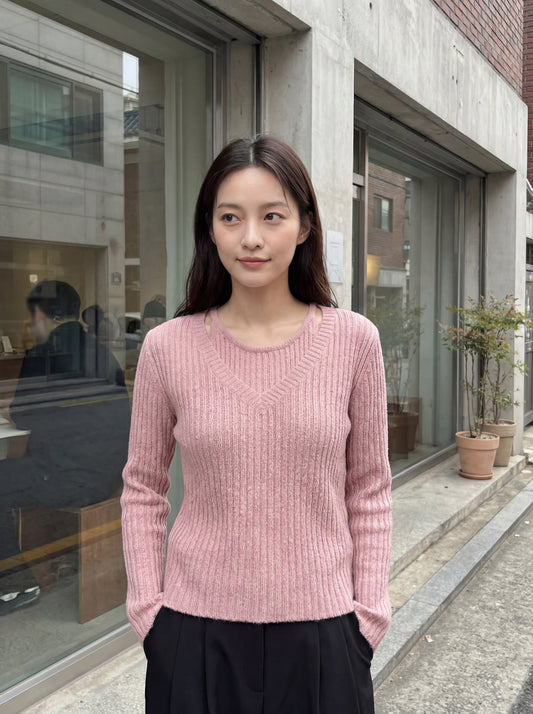 輕薄時尚假兩件寬鬆修身上衣