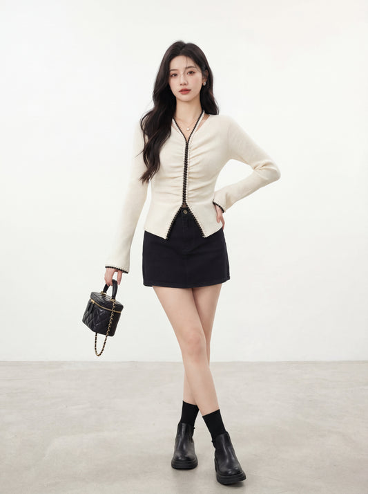 純欲掛脖顯瘦漫畫腰針織衫