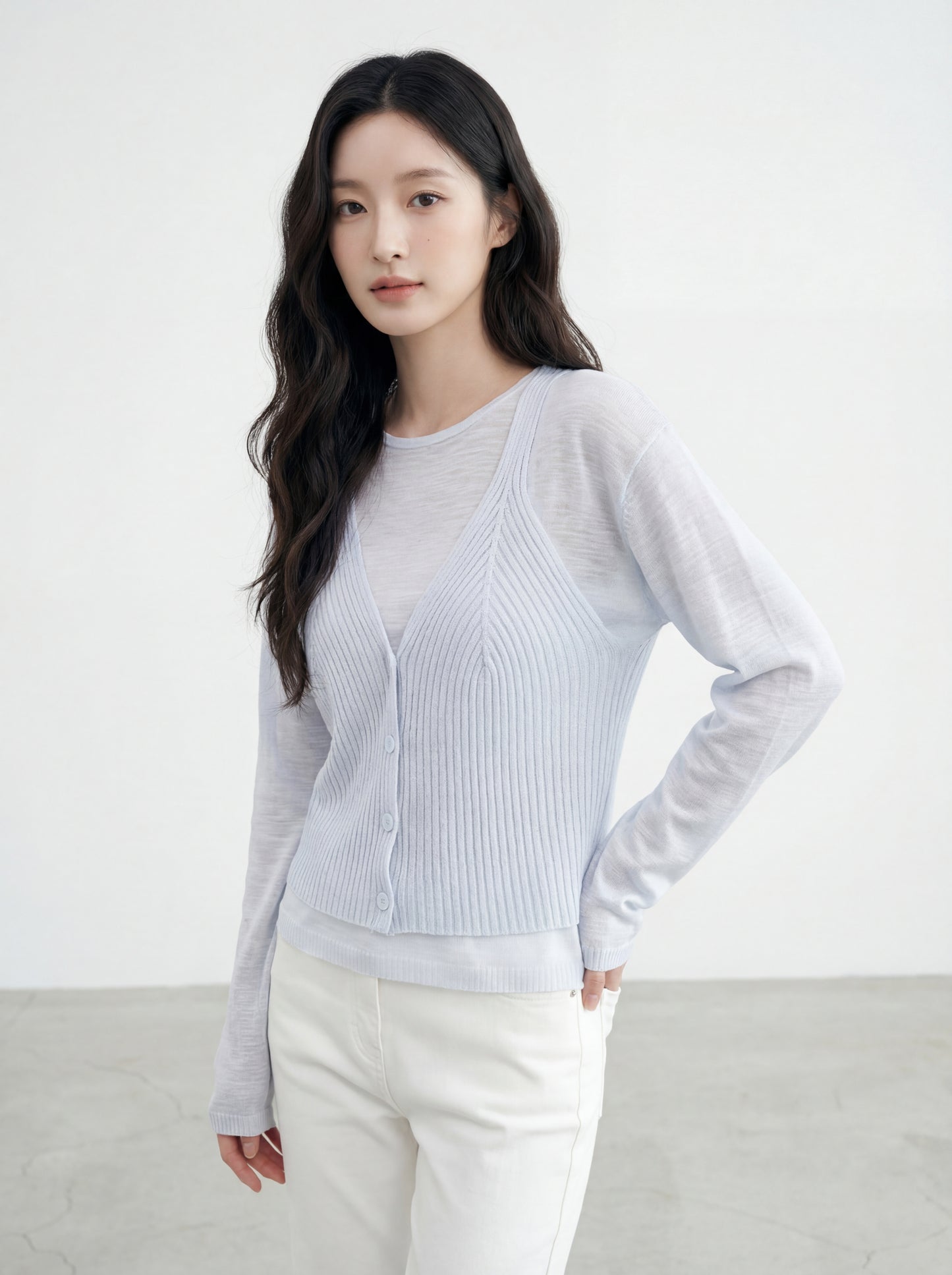 疊穿小衫+吊帶針織馬甲套裝