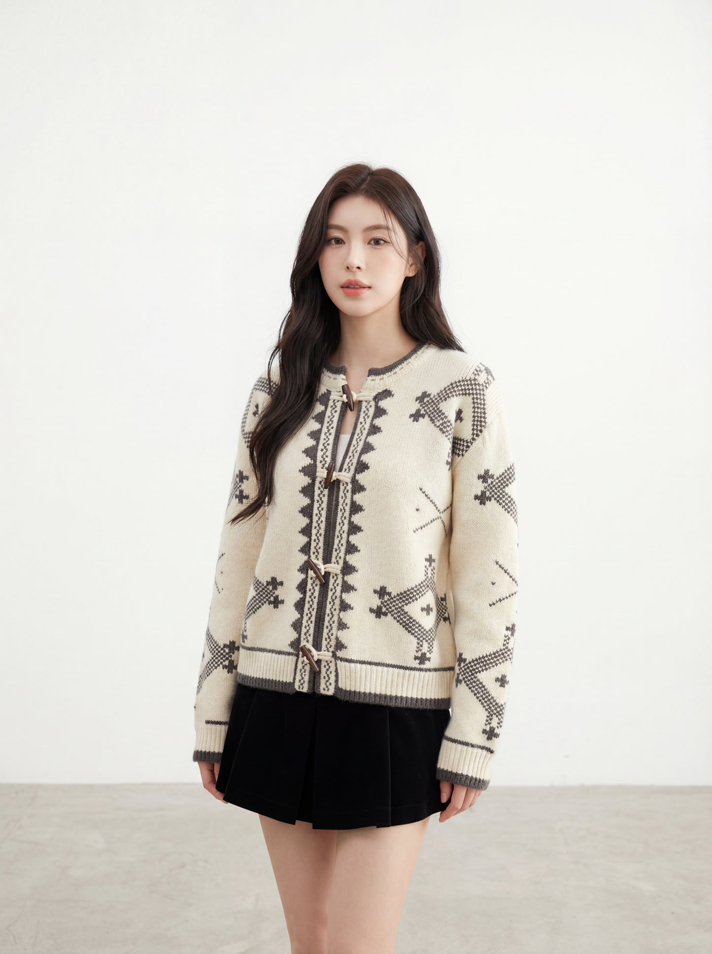 ヴィンテージカジュアルフェアアイルジャカードダッフルセーター