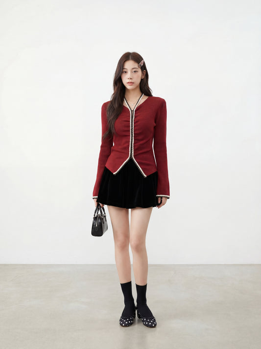 純欲掛脖顯瘦漫畫腰針織衫