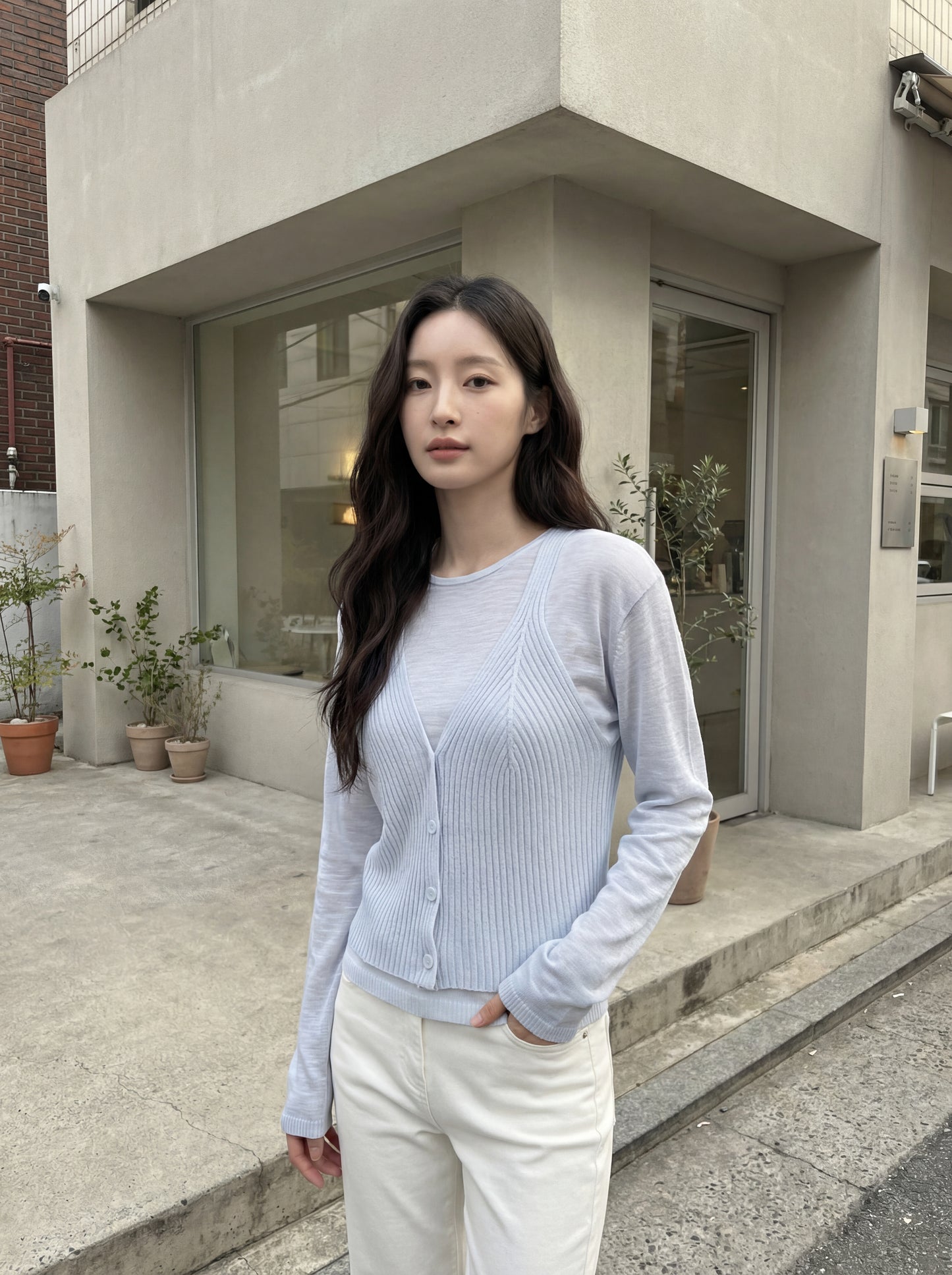 疊穿小衫+吊帶針織馬甲套裝