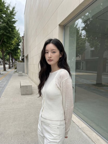 疊穿小衫+吊帶針織馬甲套裝