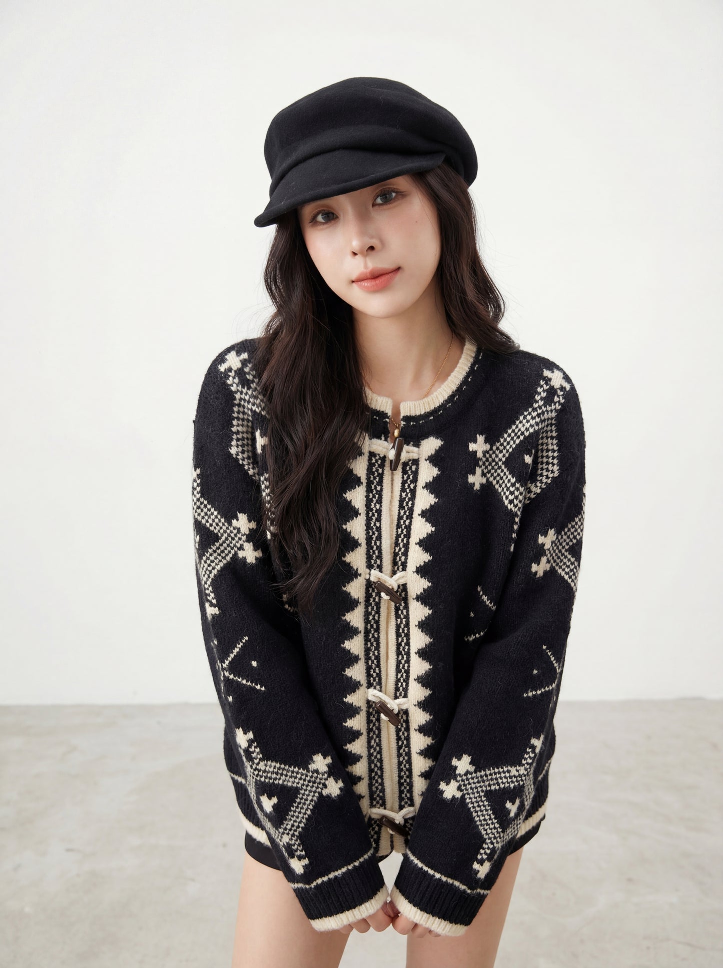 ヴィンテージカジュアルフェアアイルジャカードダッフルセーター