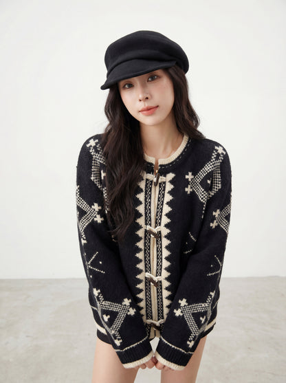 ヴィンテージカジュアルフェアアイルジャカードダッフルセーター