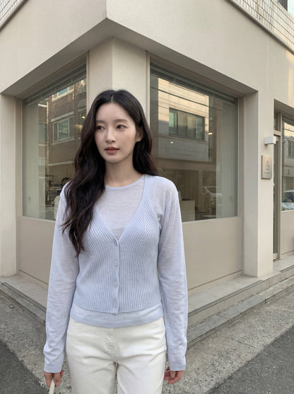 疊穿小衫+吊帶針織馬甲套裝