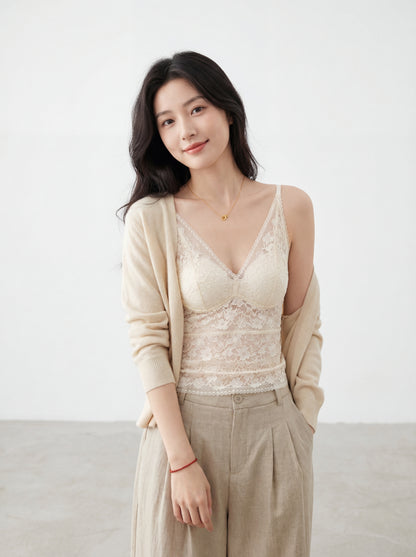 法式連pad蕾絲吊帶