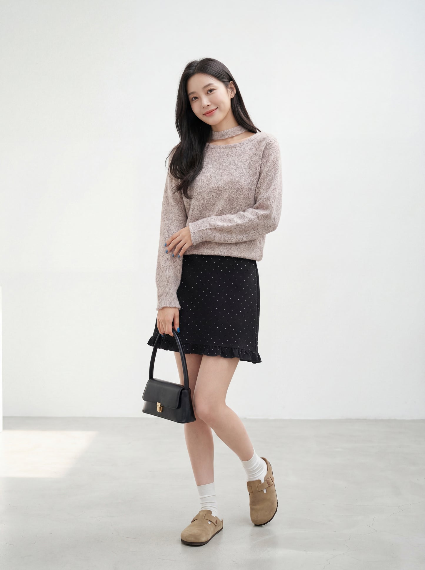 氣質斜領掛脖韓系上衣