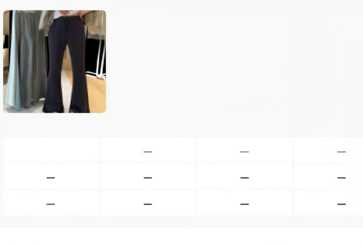 Product order details screenshot showing sizes and colors for Tencel Modal flared pants