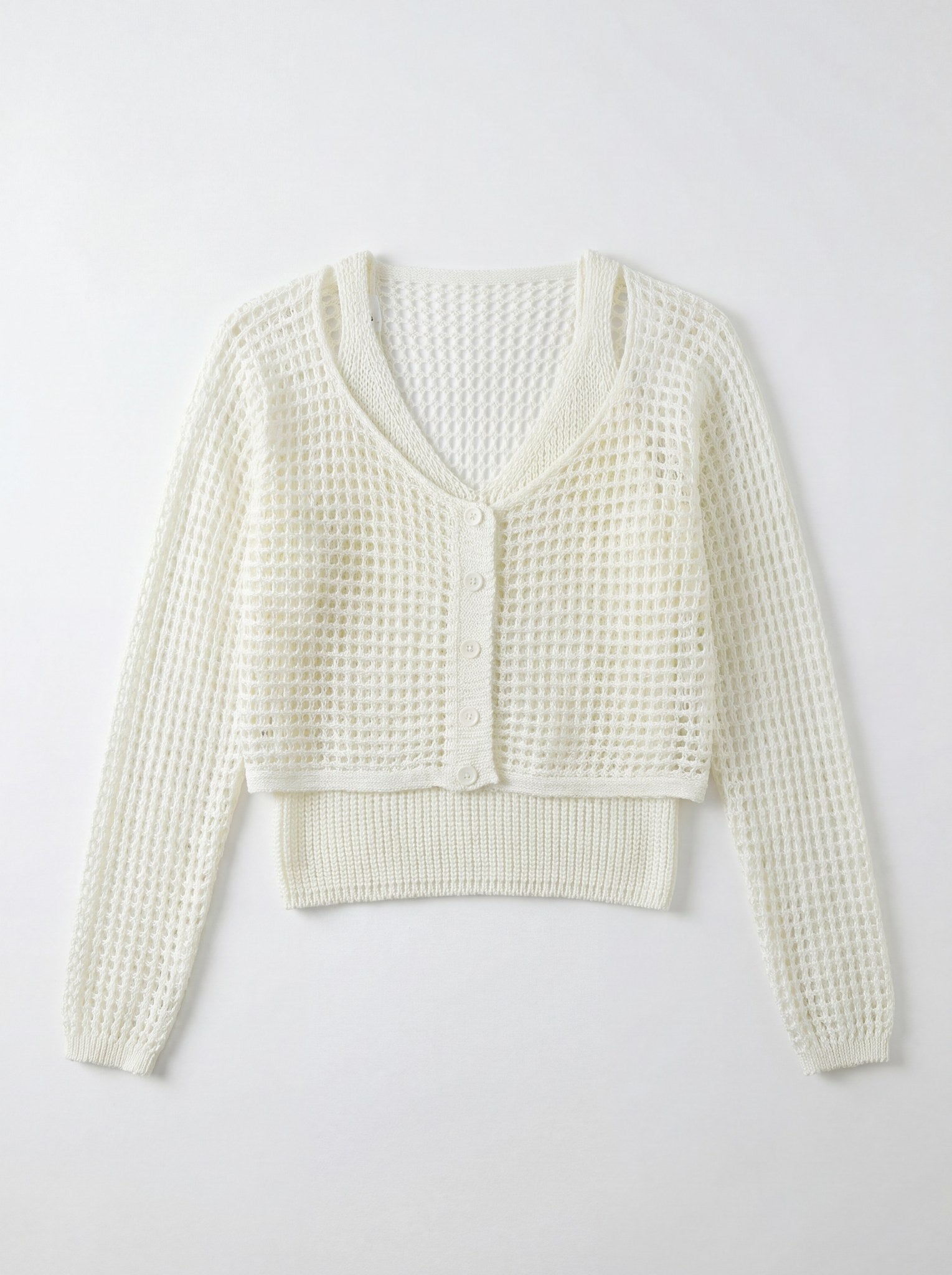 法式鏤空針織兩件套