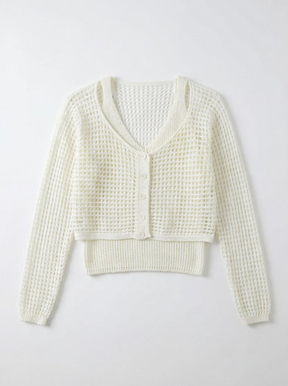 法式鏤空針織兩件套