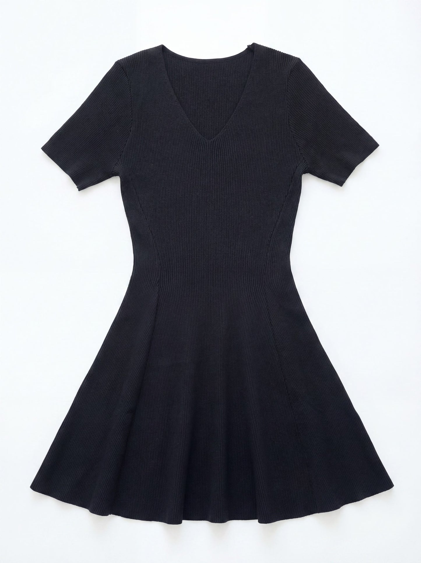 V領短袖針織連身裙