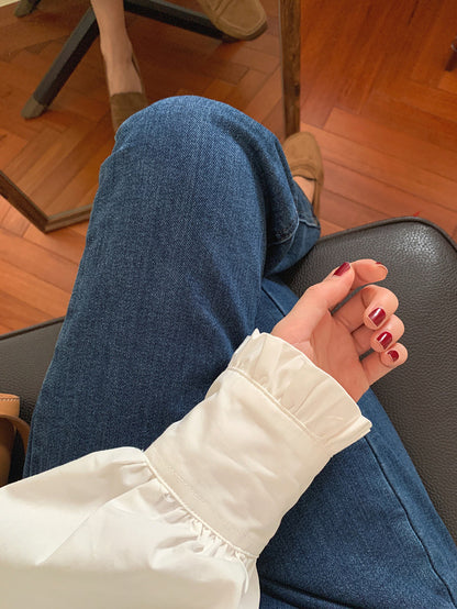 French Eyelet Embroidery Large Collar Blouse